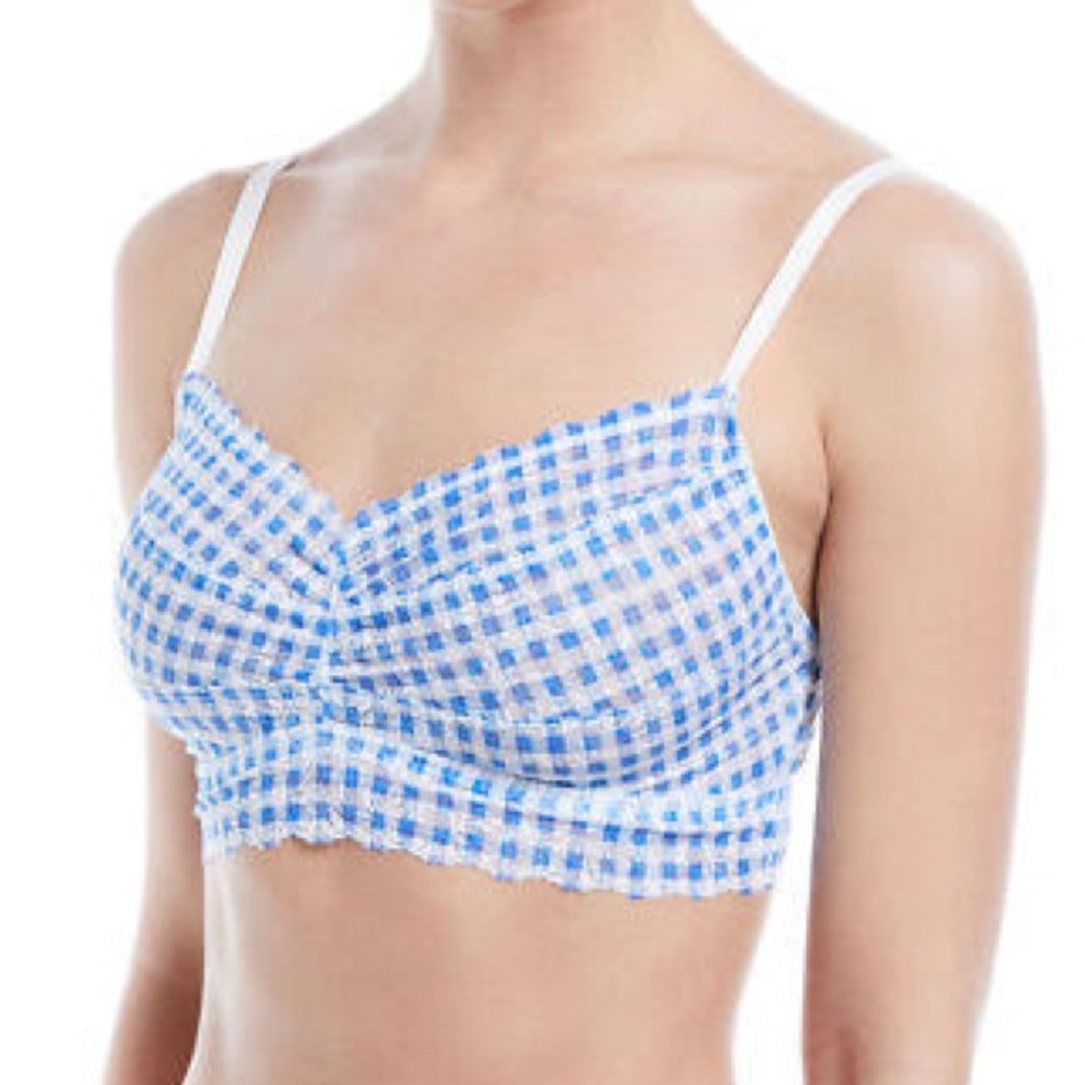 Blue Checkered Women's Bra